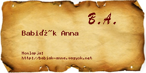 Babiák Anna névjegykártya