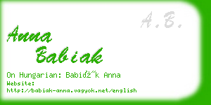 anna babiak business card